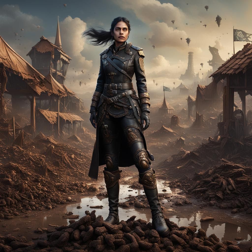Karenjeet Kaur Bains in Leather Boots, Matte Painting