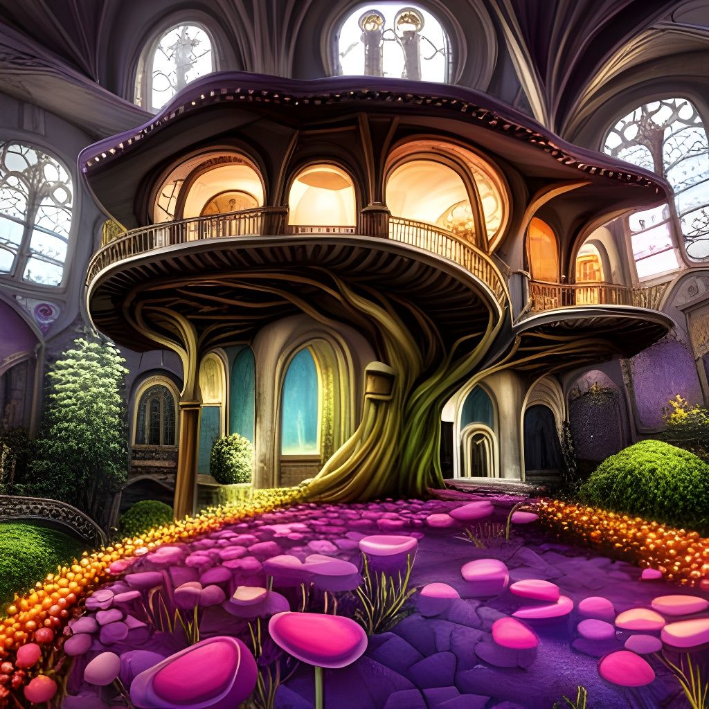 Fairytale Shroompunk Mushroom Mansion: Hyperdetailed Masterp...