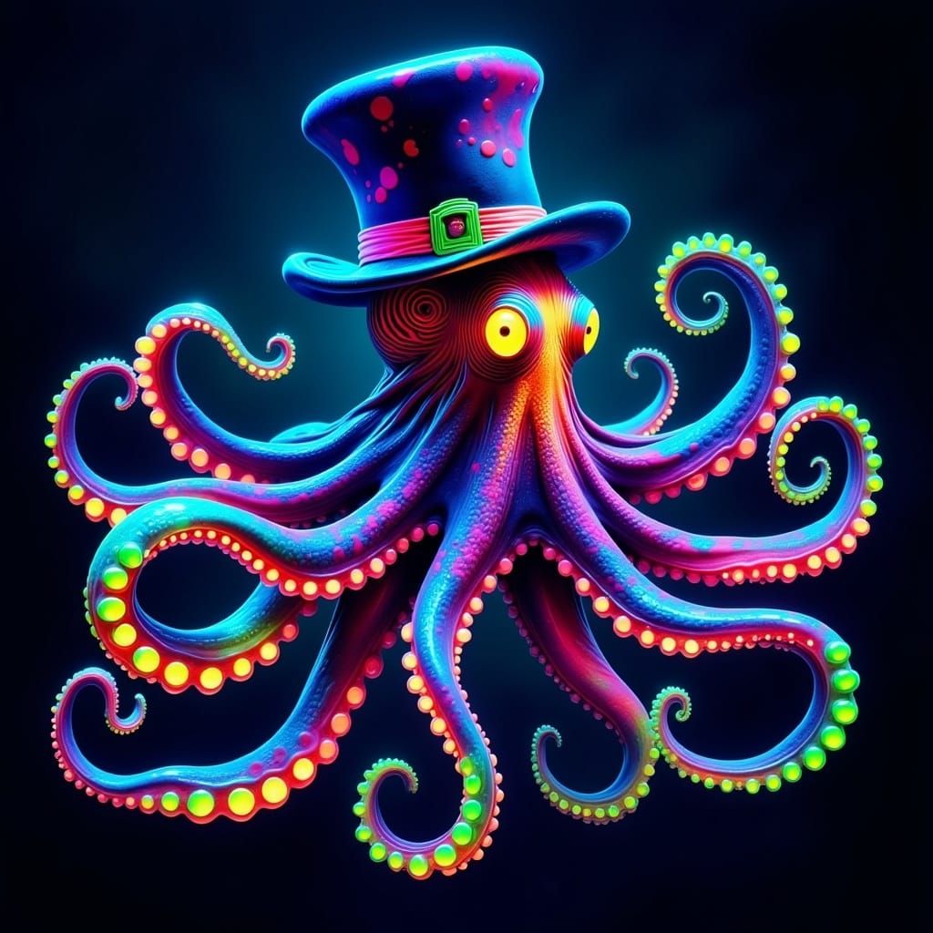Bioluminescent Octopus in a Top Hat