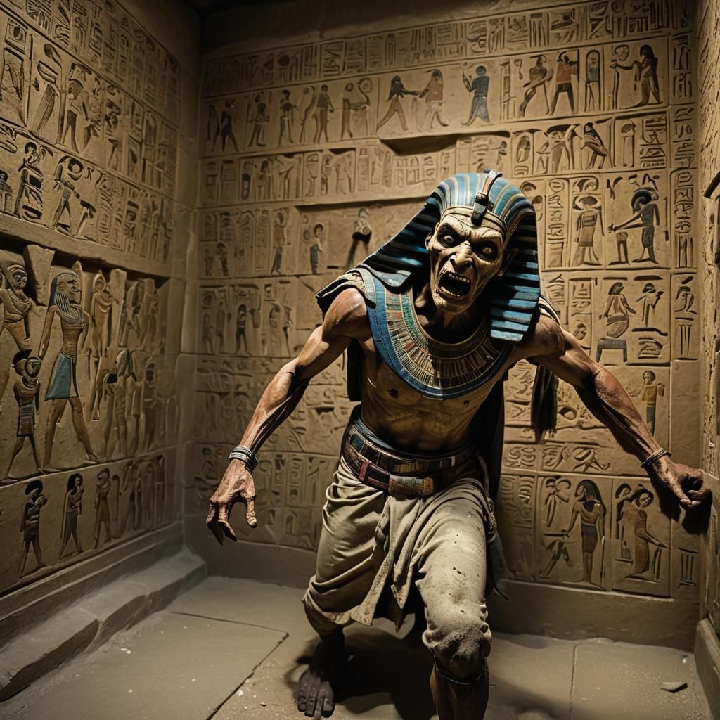 Angry Zombie in Ancient Egyptian Tomb: Photorealistic Render