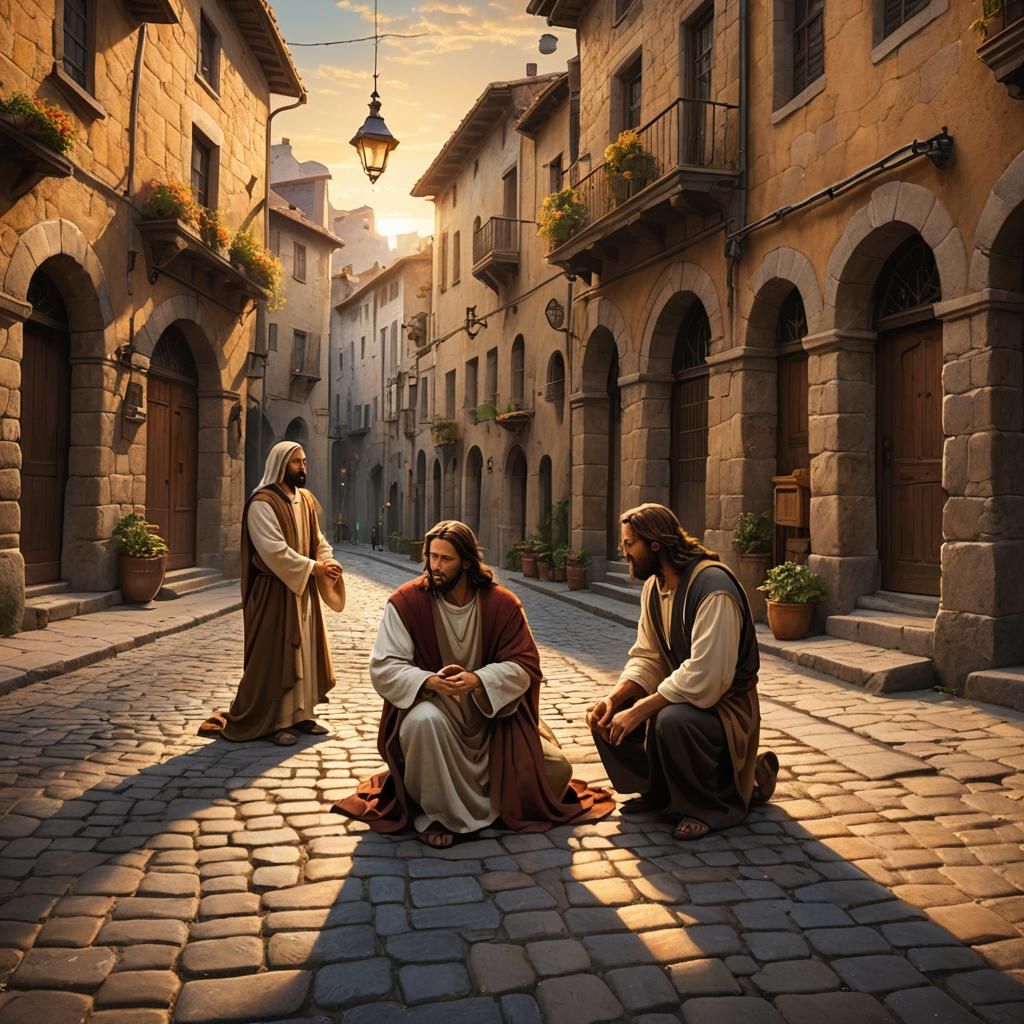 Jesus Offers Forgiveness in Painterly Fantasy Art