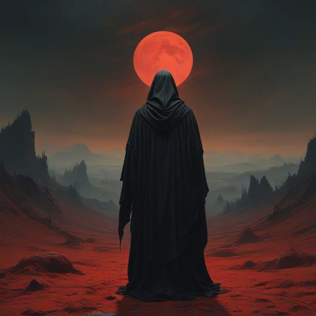 Ethereal Drow Vampire Lord in Crimson Robes