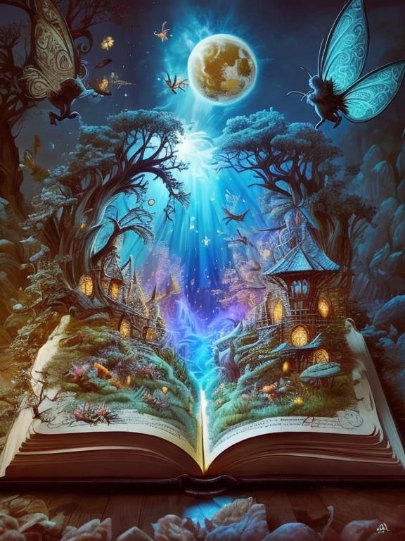 Dragon Reads Magazine in Library, Storybook Illustration