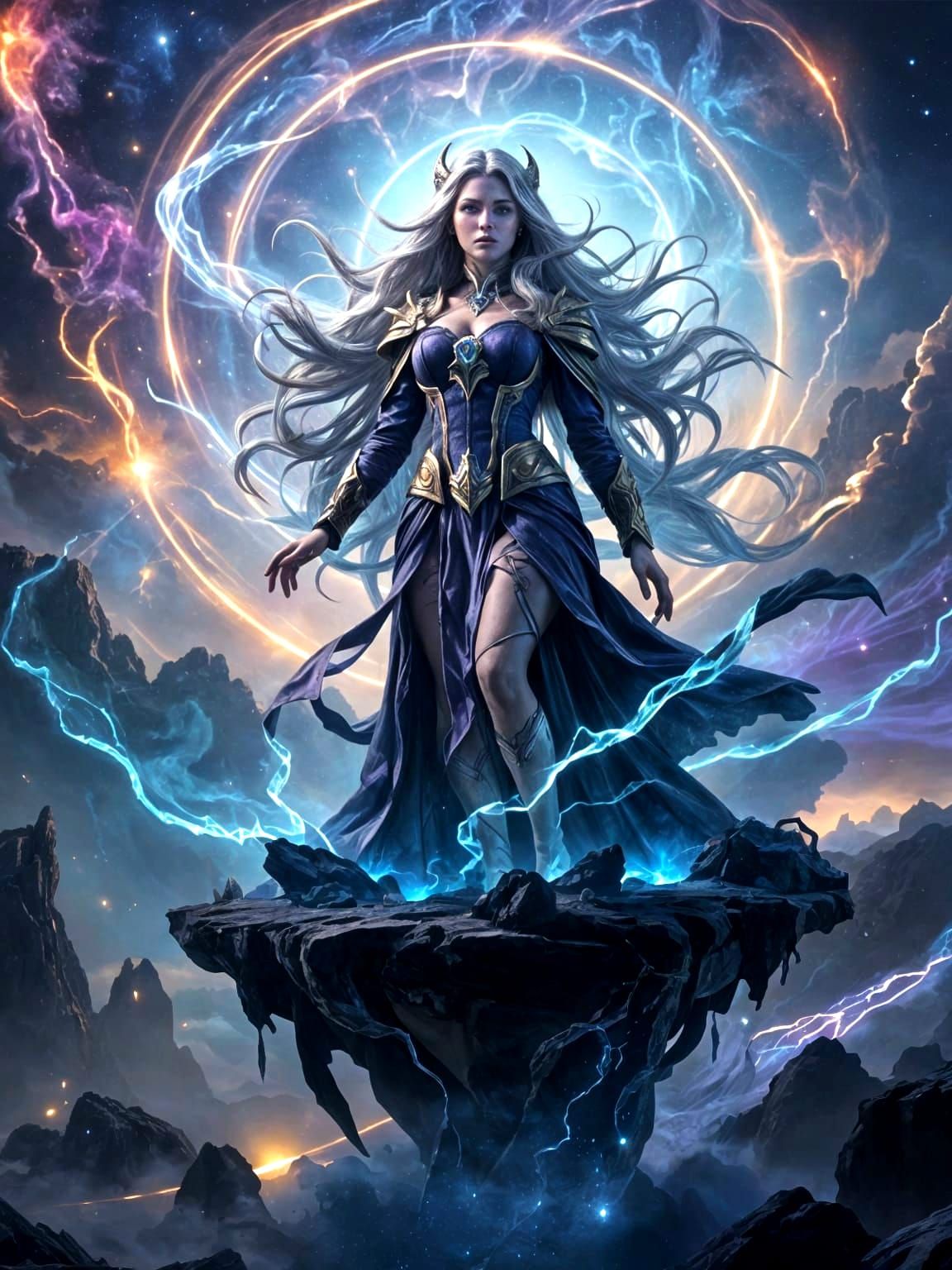 Celestial Sorceress in Dark Fantasy Realism