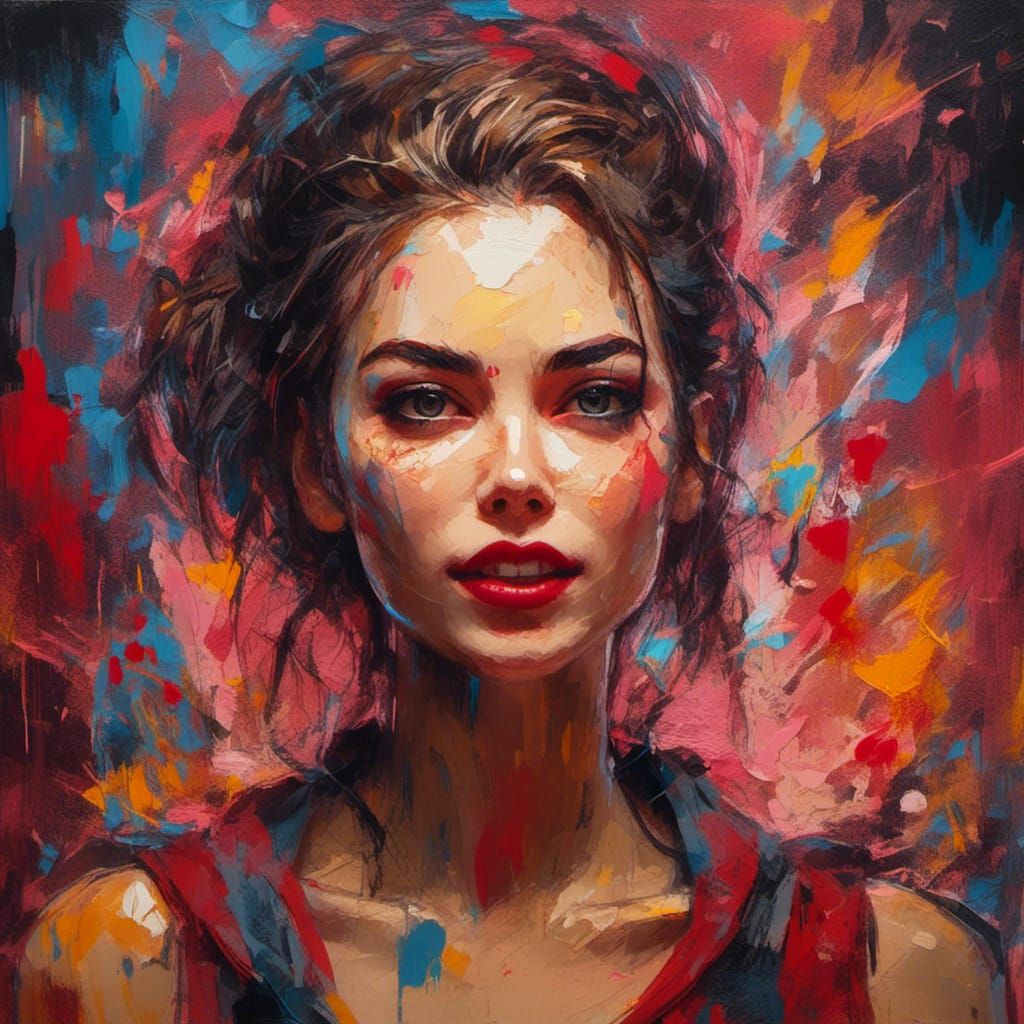 Vivacious Splash Art Portrait of a Beautiful Woman