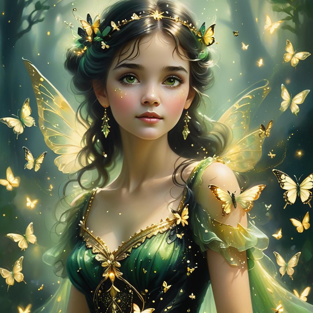 Enchanting Fairy Portrait with Sparkling Butterflies