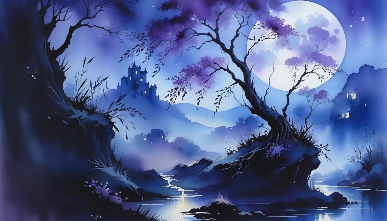 Beautiful landscape at fullmoon