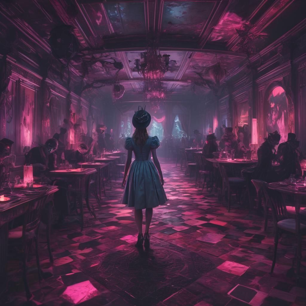 Alice in Wonderland Disco Party in Retro Horror Style