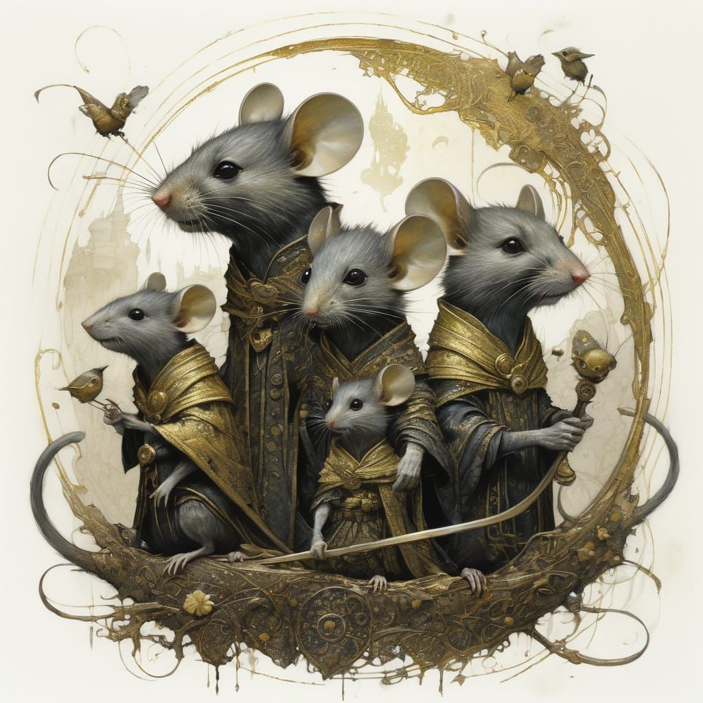 Shy Mouse Family Illustration