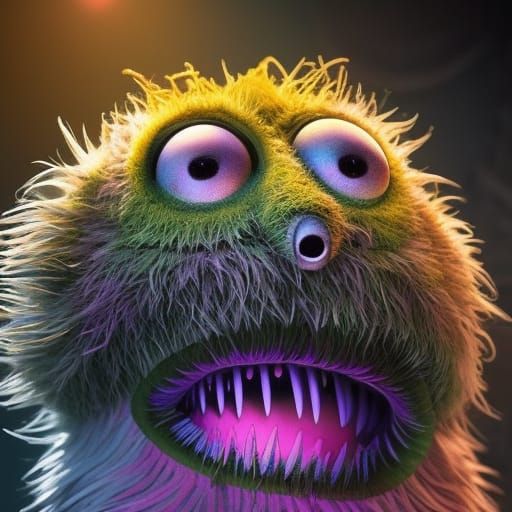 Luminescent Furry Alien in Dark Fantasy Style