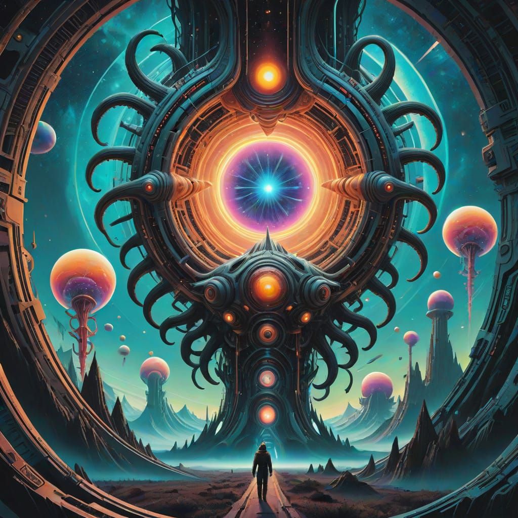 Surreal Cosmos Closeups in Vibrant Colors and Swirling Patte...