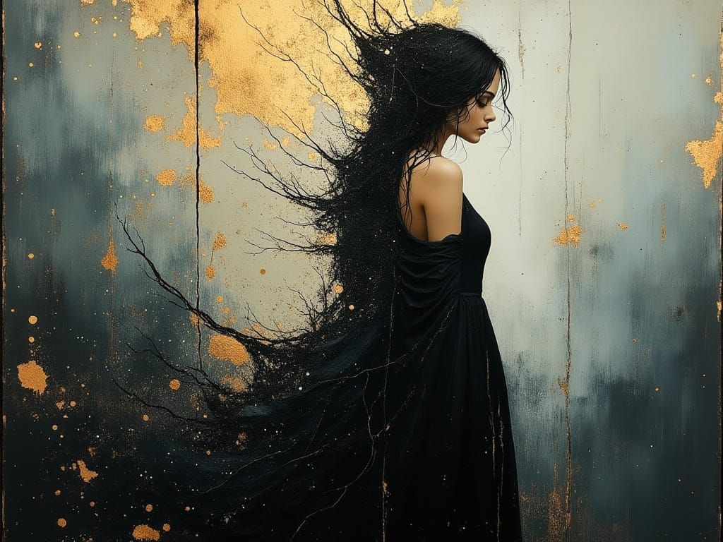 Contemplative Woman in a Mystical Landscape