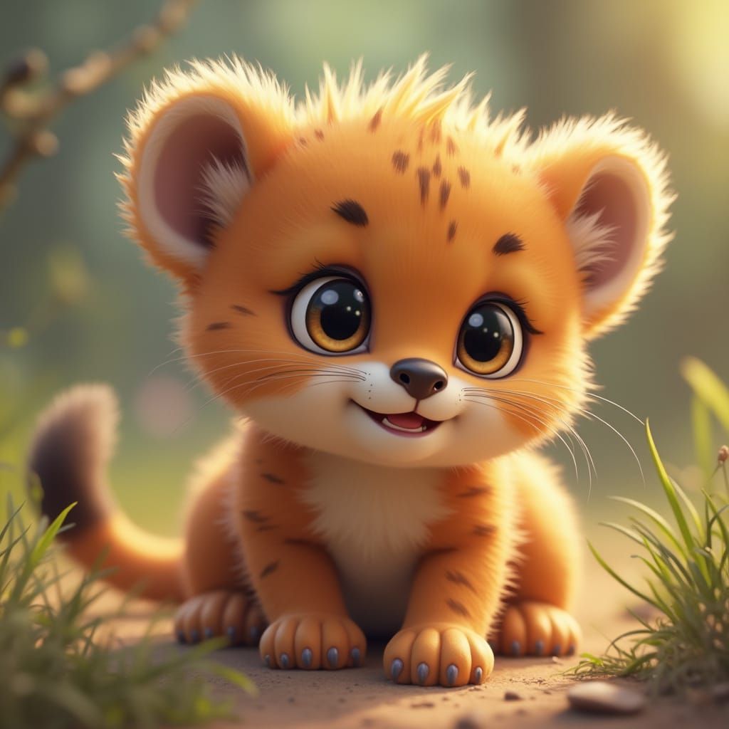 Cute Cheetah Cub Explores Vibrant World in Anime-Inspired Ar...