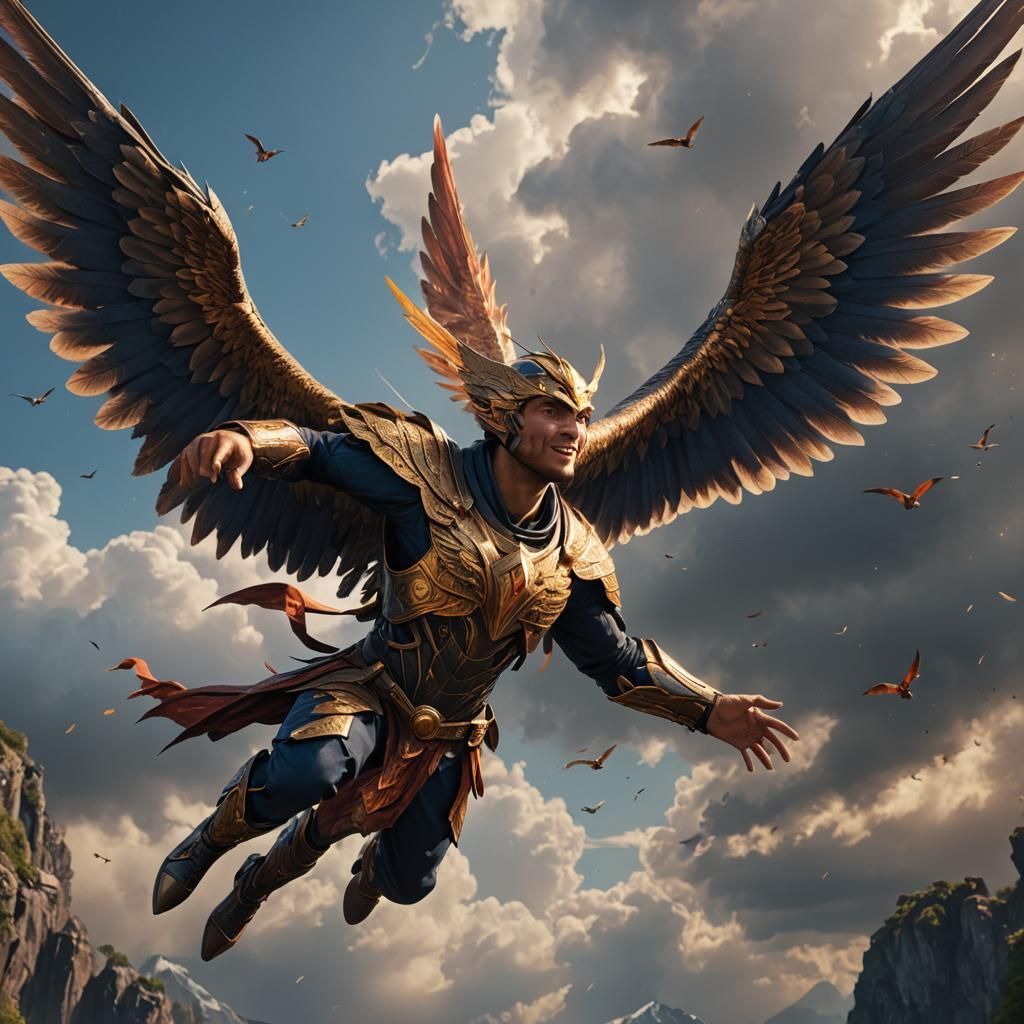 Ikarus Portrait in Hyperrealistic Detailed Matte Painting