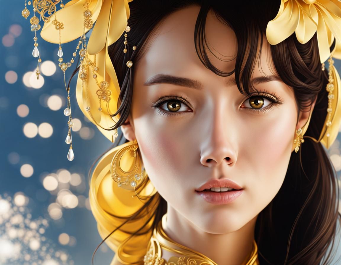 Golden Feminine Figure in High Resolution Detail