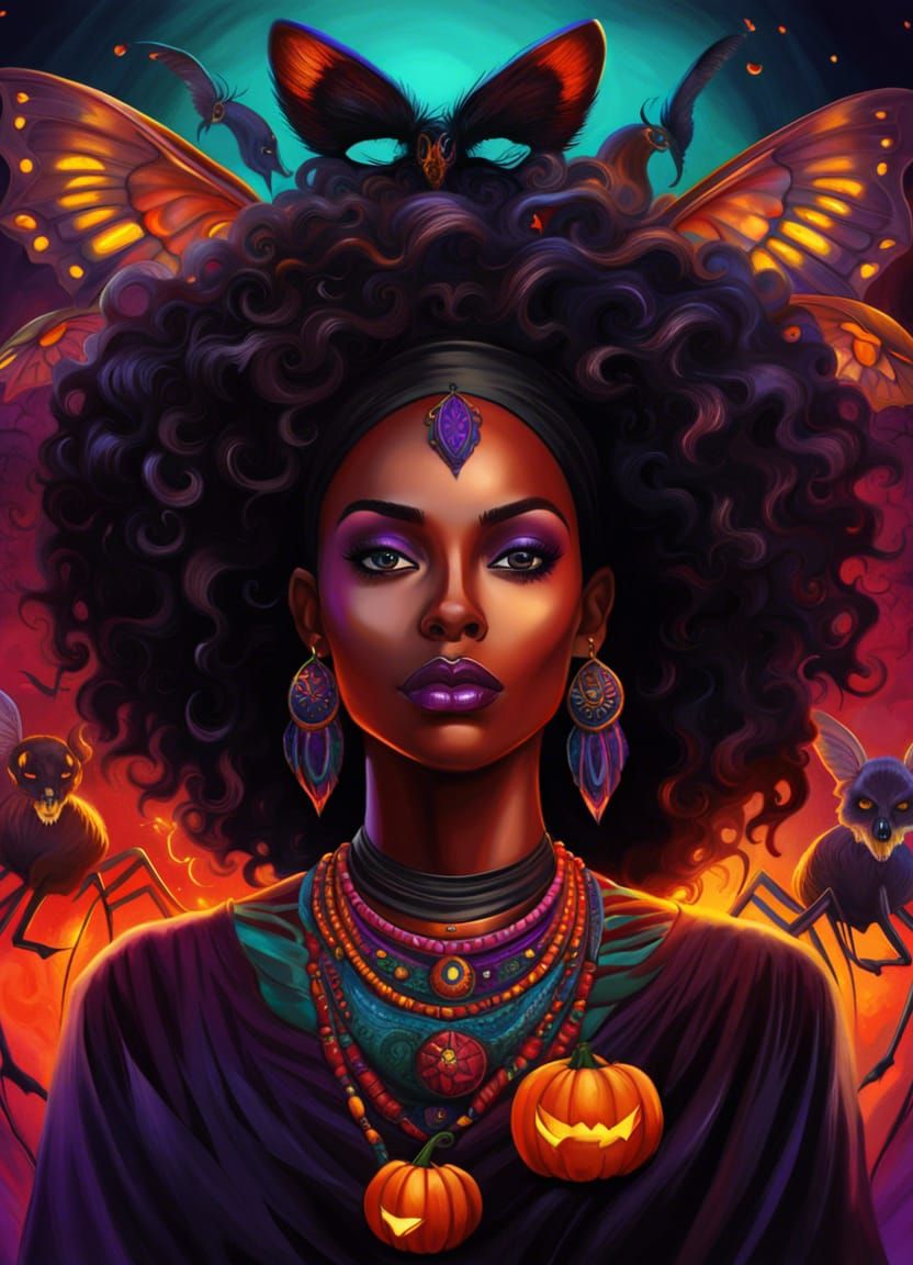 halloween haunted scary African American black witch by esma...