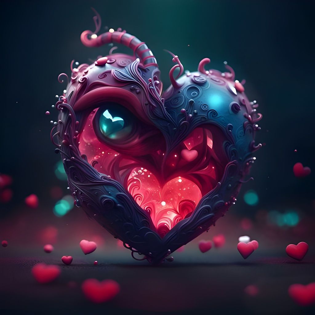 Fantasy Heart Character in Dramatic Lighting