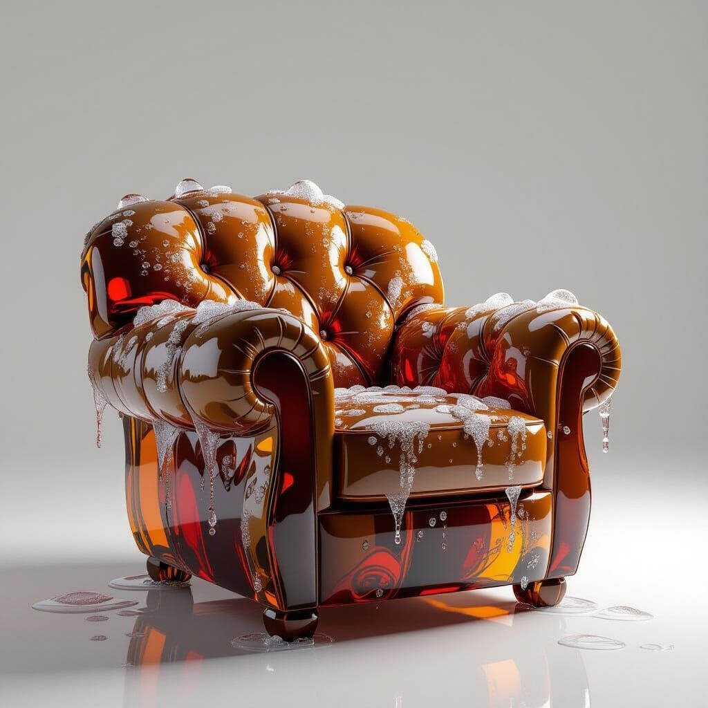 Cola Armchair: Fluid Dynamics in Photorealistic Style