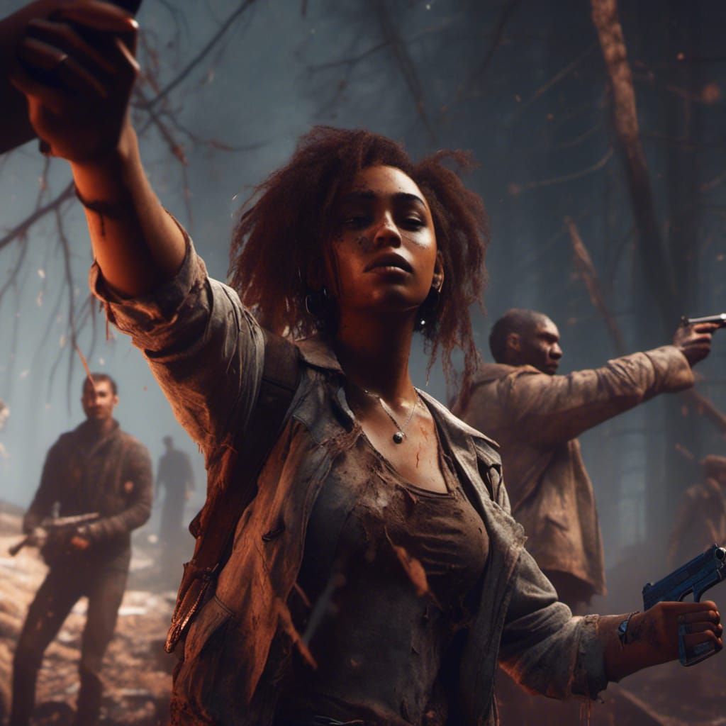 Dramatic Standoff in a 3D Game Cinematic Style