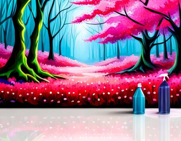 Perfect cherry blosom forrest scenery. by artist "anime", Fantia graffiti art, splash art, street art, spray paint, oil ...