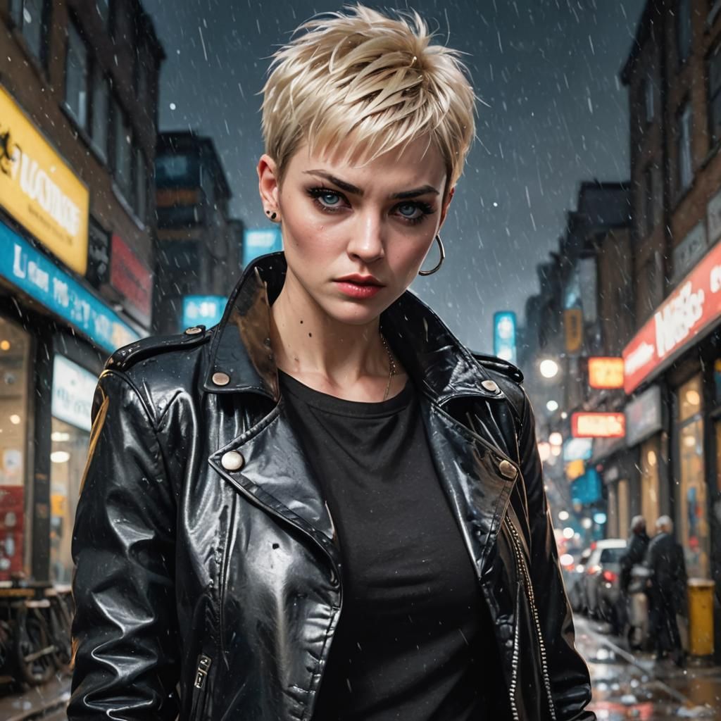 Punk Woman Dodges Punch in a City Street