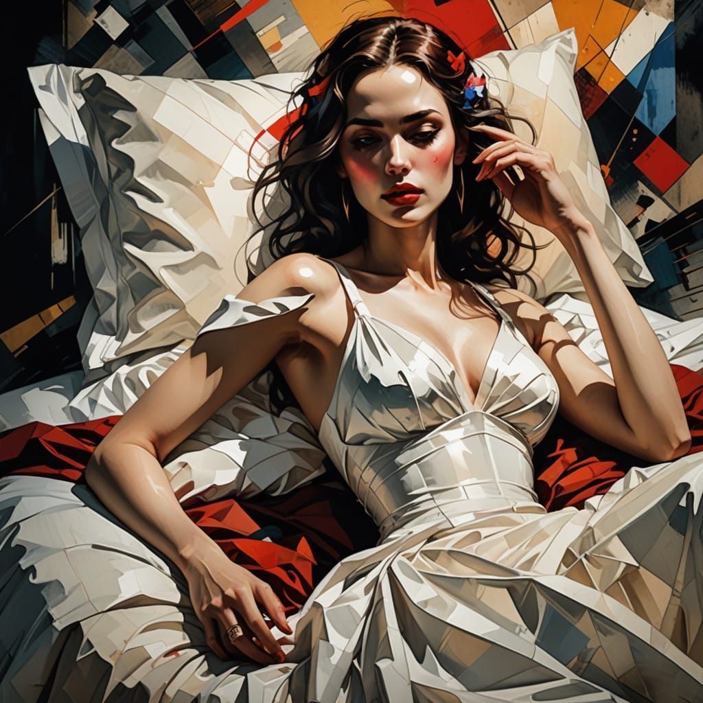 Abstract Oil Painting of Woman in Warm Hues