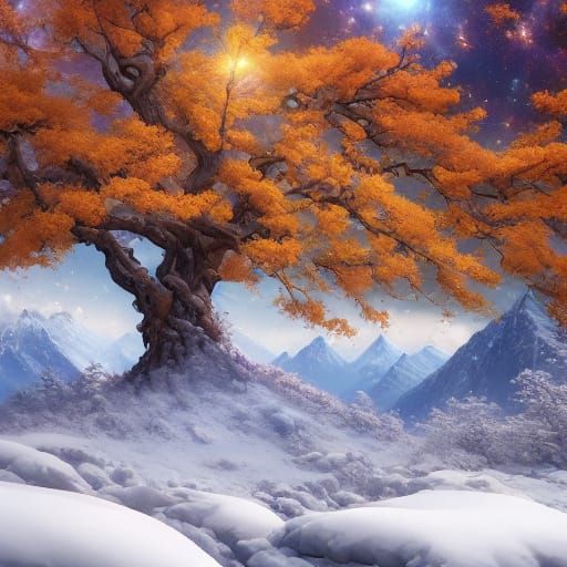 Majestic Autumn Mountain Landscape Oil Painting