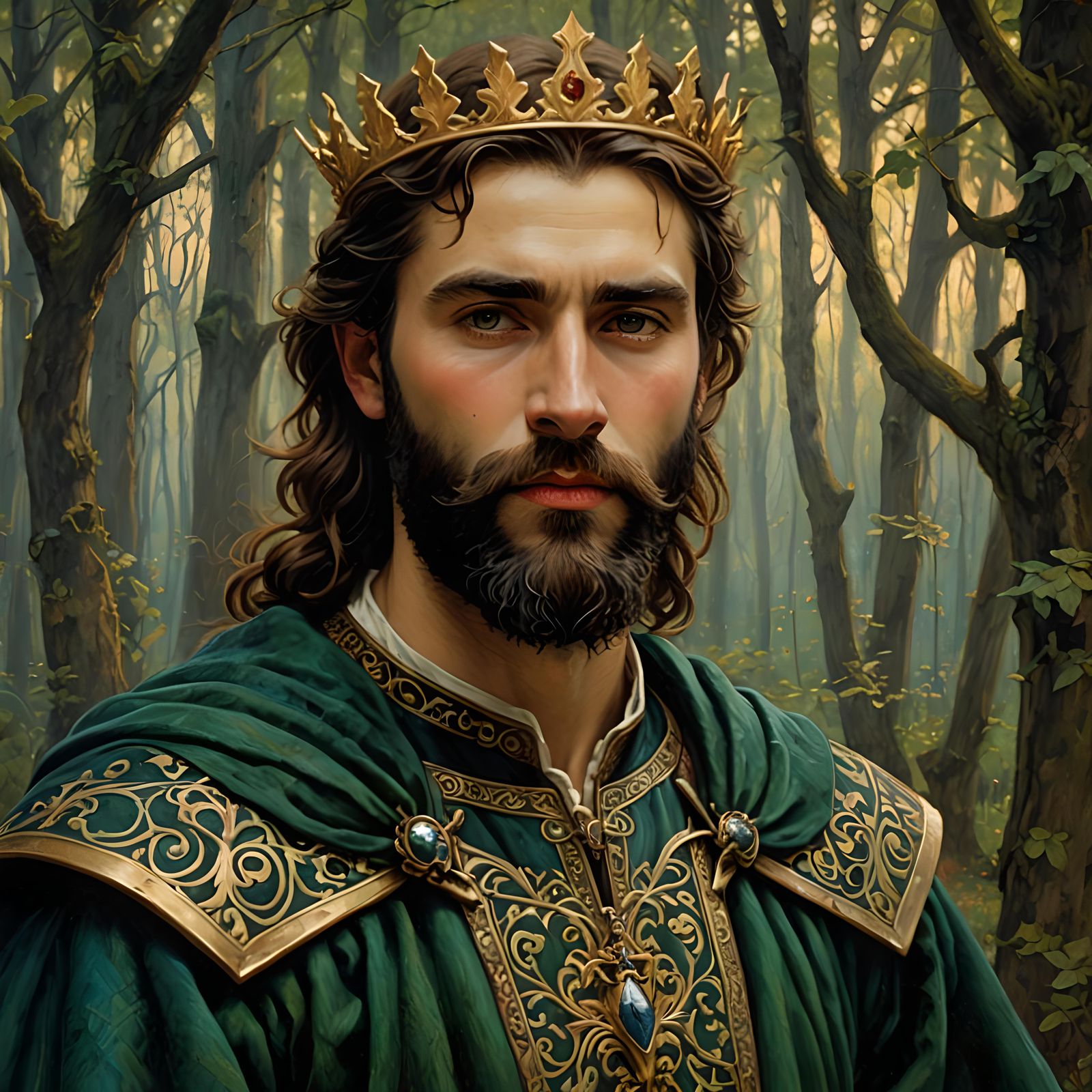 Ethereal Fairy King in Woodland Painting