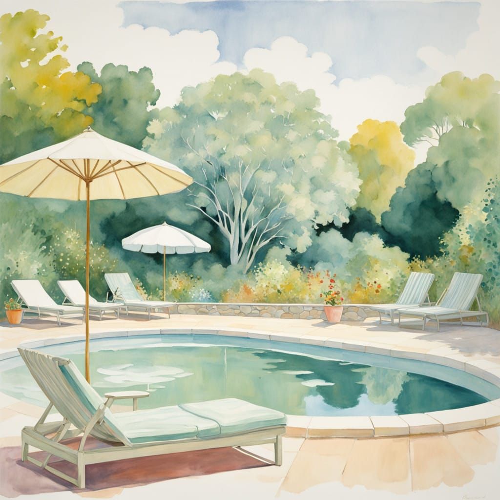 Serene Beach Scene in Dreamy Watercolor Style