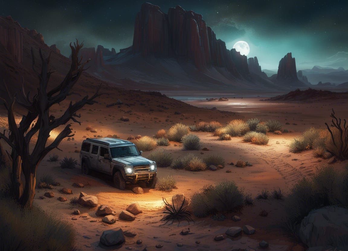 Miniature Desert Landscape in Dark Style