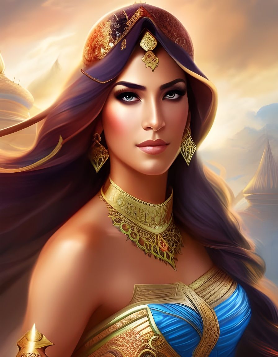 Arabian Warrior Princess Portrait: Elegant Concept Art