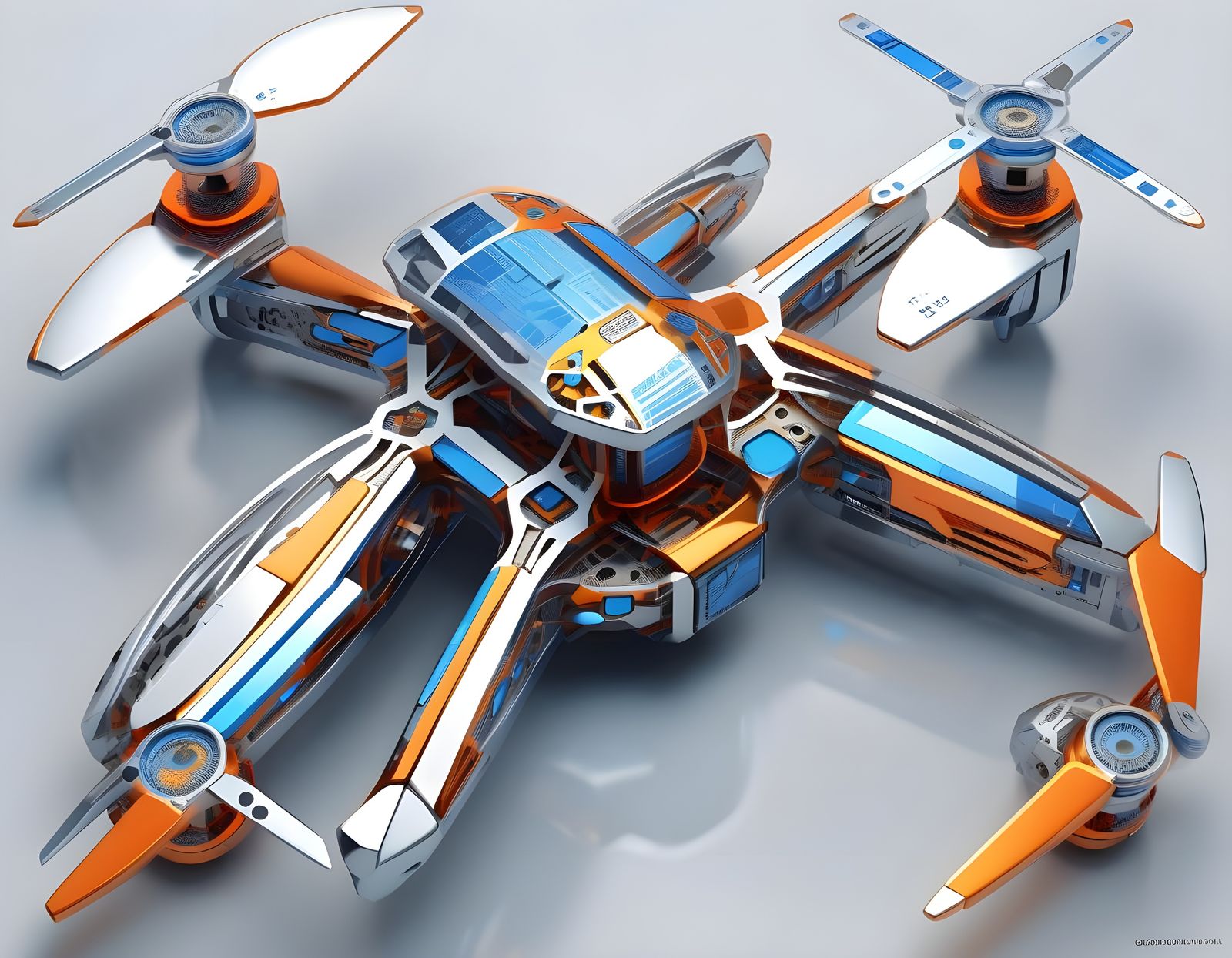 Futuristic Unmanned Aerial Vehicle Diagram in Cyberpunk Styl...