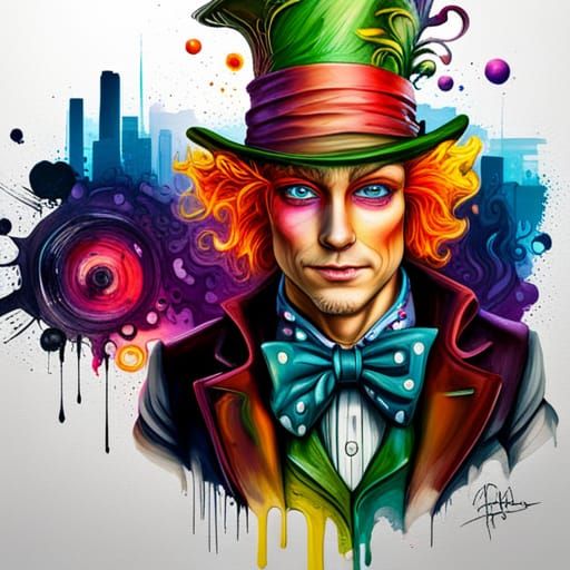 Graffiti Mad Hatter with Gouache Effects