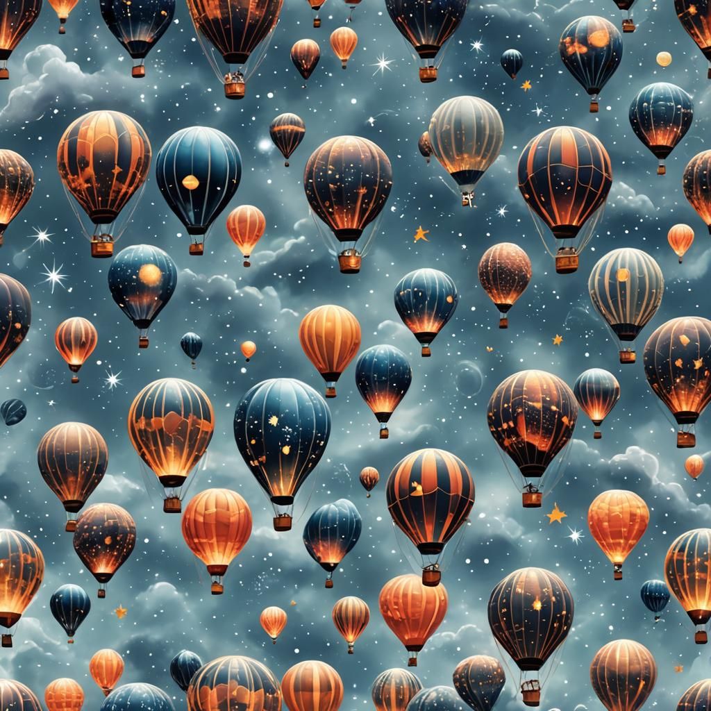 Sparkling Galaxies Reflected in Air Balloons: Surrealism
