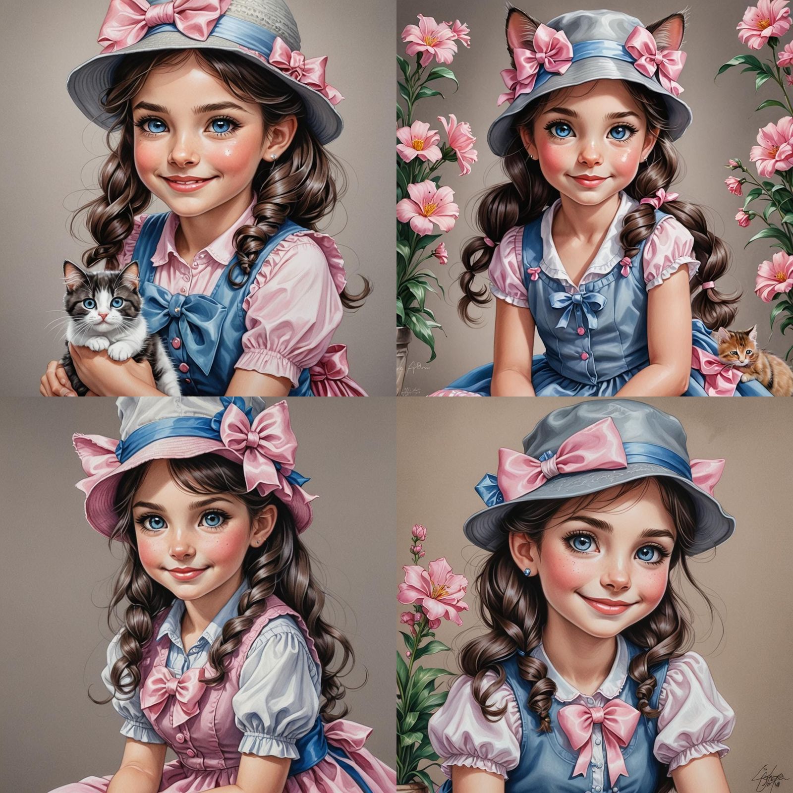 Girl with Cat Portrait in Fantasy Art Style