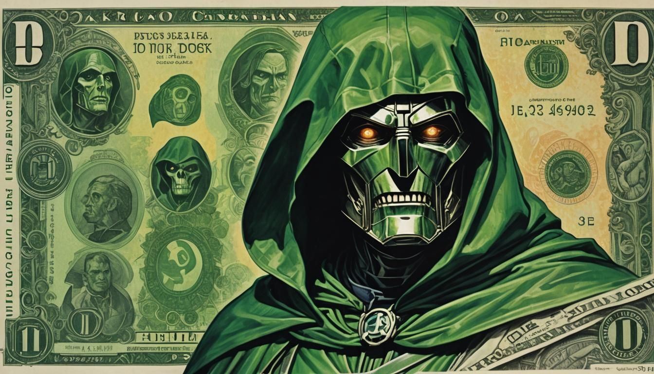 Doctor Doom Banknote Art in Oil Painting Style