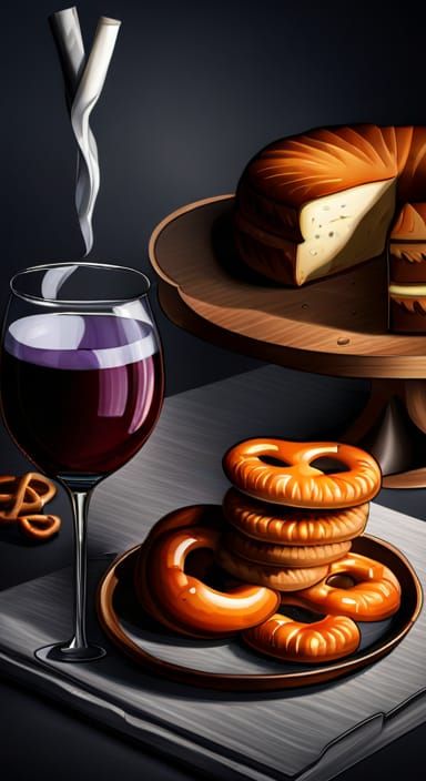 Gothic Still Life with Wine and Food