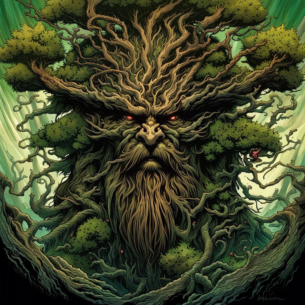 Samurai Treebeard Ent Hybrid in Comic Book Art