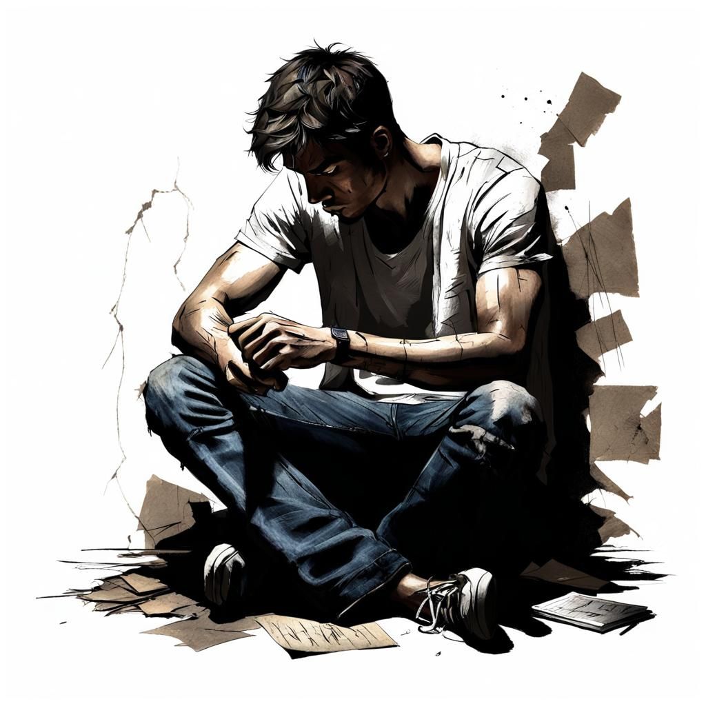 A Young Man Sitting in the STILLNESS of the DARKNESS..