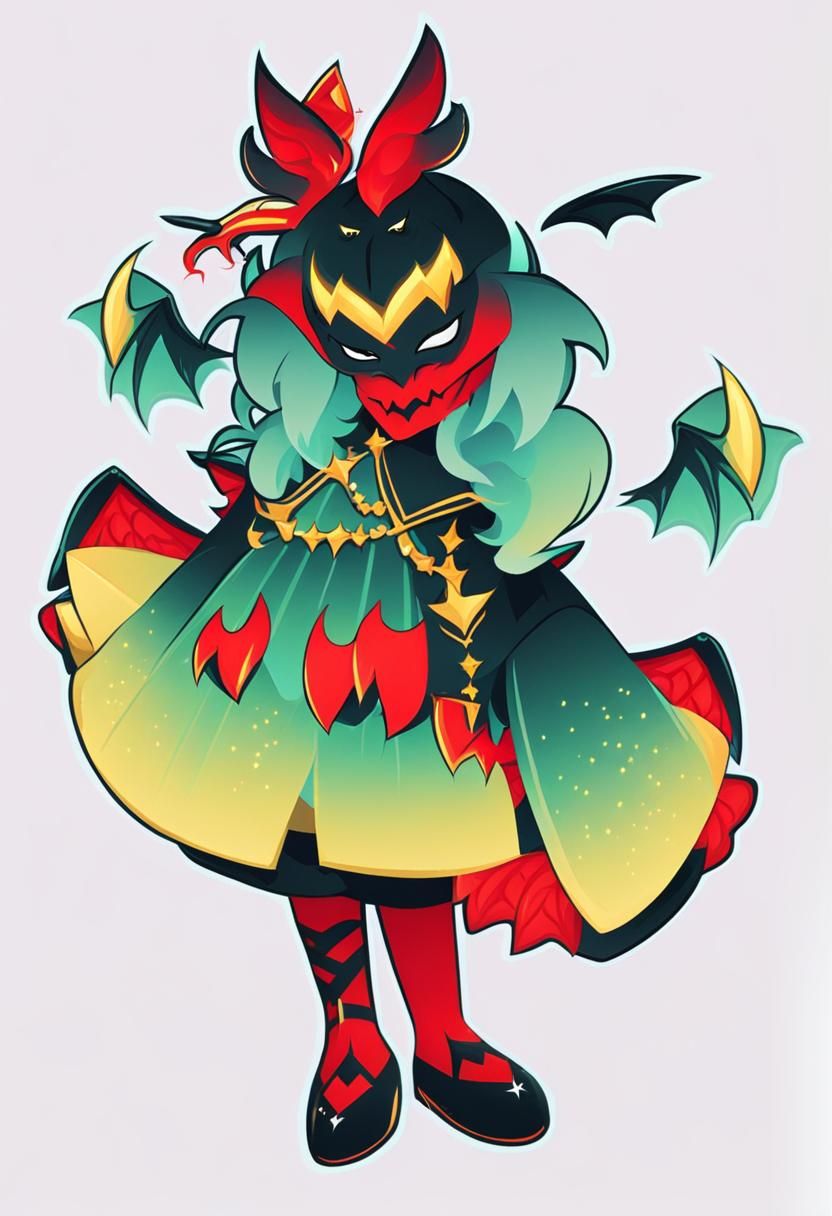 Stylized Demon Character with Horns and Wings