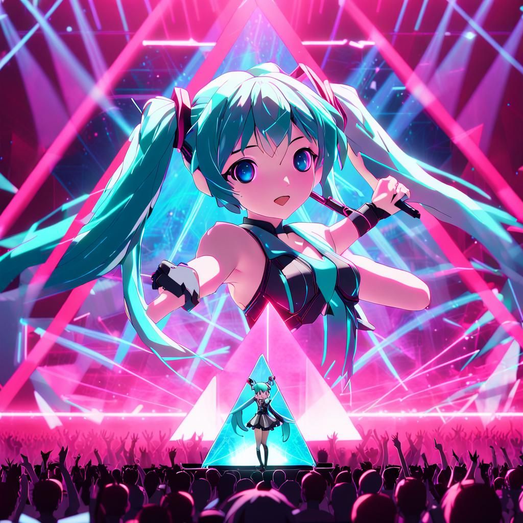 Vibrant Anime Concert Scene with Hatsune Miku