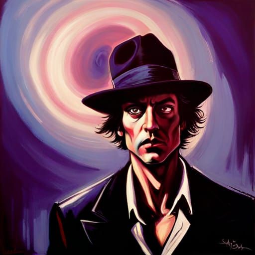 Film Noir Gangster: Hyperrealistic Charcoal Drawing