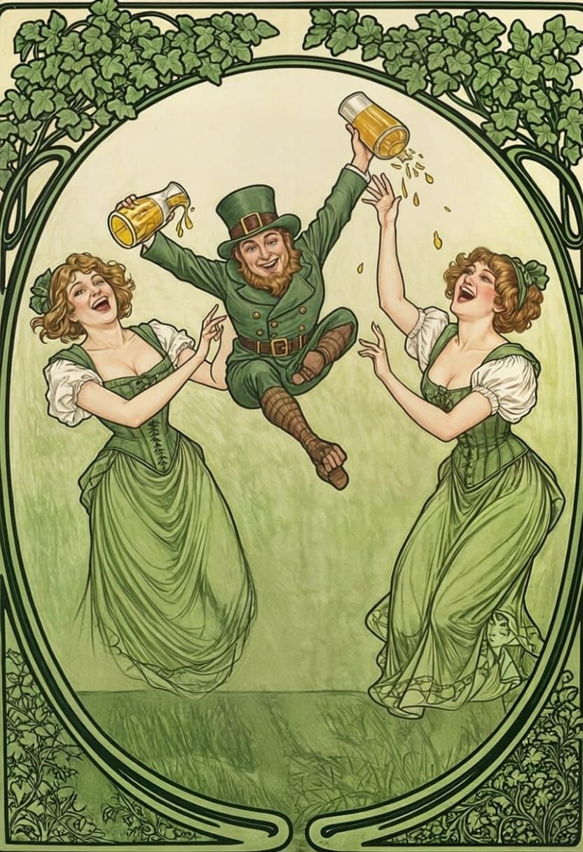 Art Nouveau Leprechaun's Failed Escape