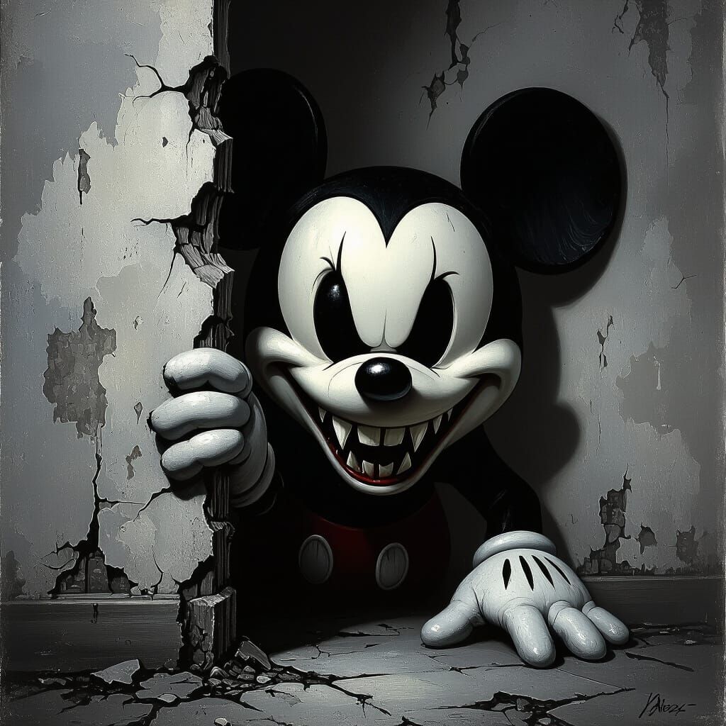Monstrous Mickey Mouse in Gothic Horror Style