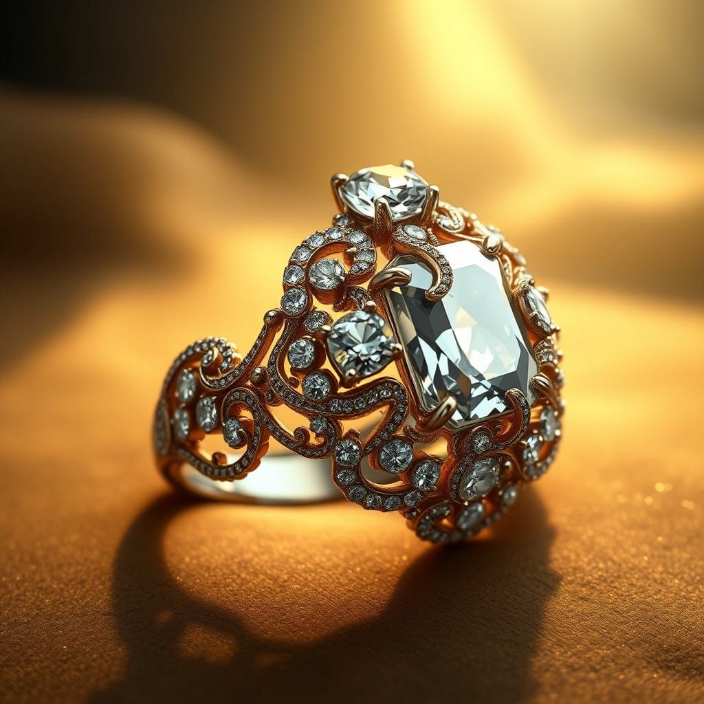 Luxurious Wedding Diamond Ring in Hyper-Realistic Art Style