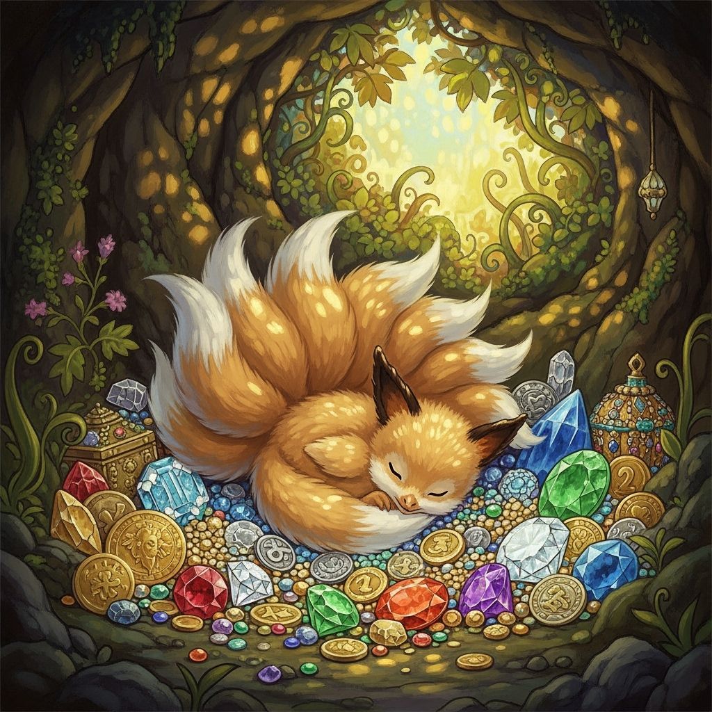 Sleeping Kurama Chick in Jewel Cave