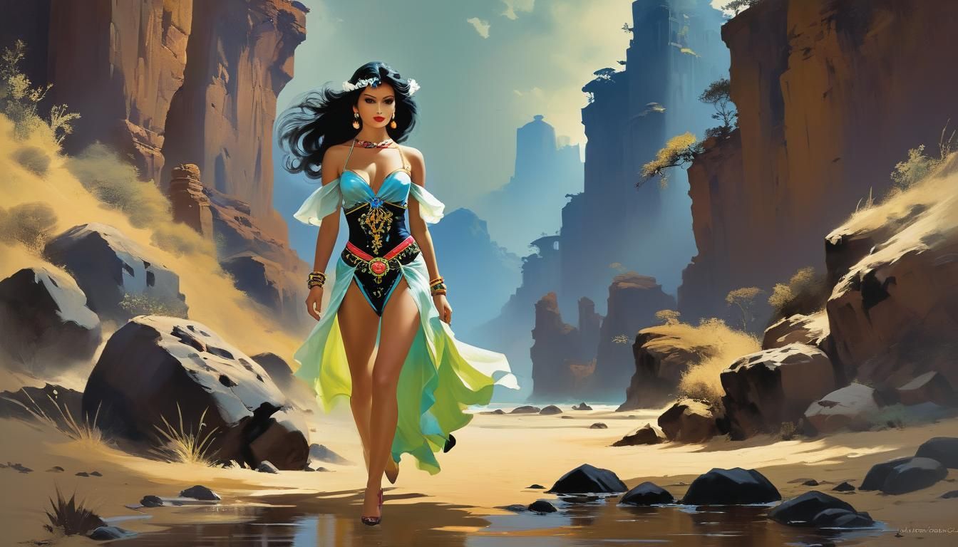 Distant Landscape in Comic Book Style