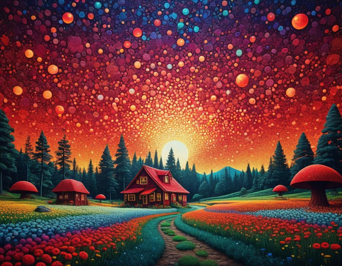 Ethereal Floral Landscape in Impressionistic Style