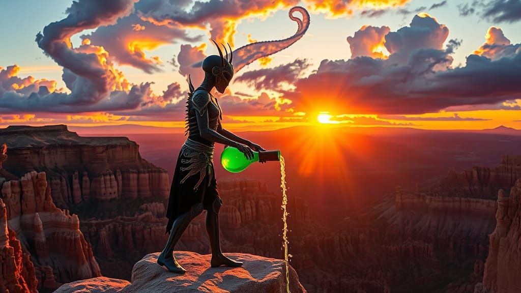 Alien Being at Bryce Canyon in a Surreal Style