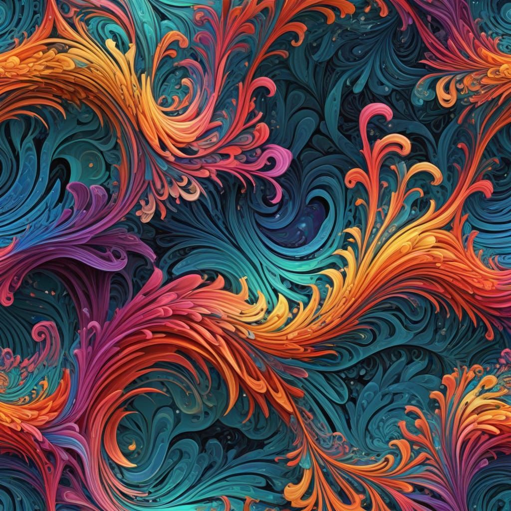 Fractal Wave Function Art in Iridescent Colors